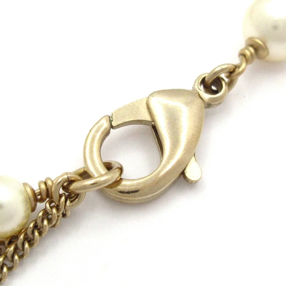 Chanel Necklace Light Purple Gold White Hardware Color Stone Pearl